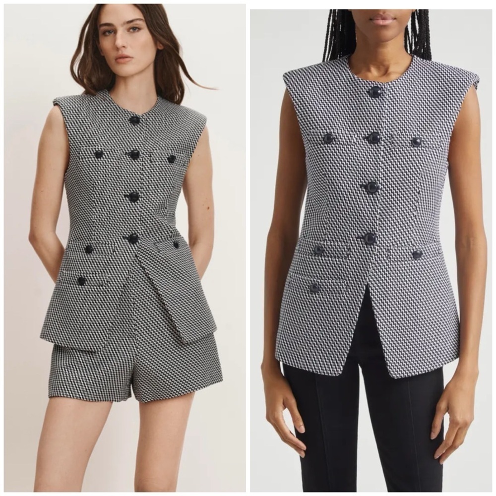 NWT VERONICA BEARD Tamara Tweed Navy Woven Vest SZ US 6